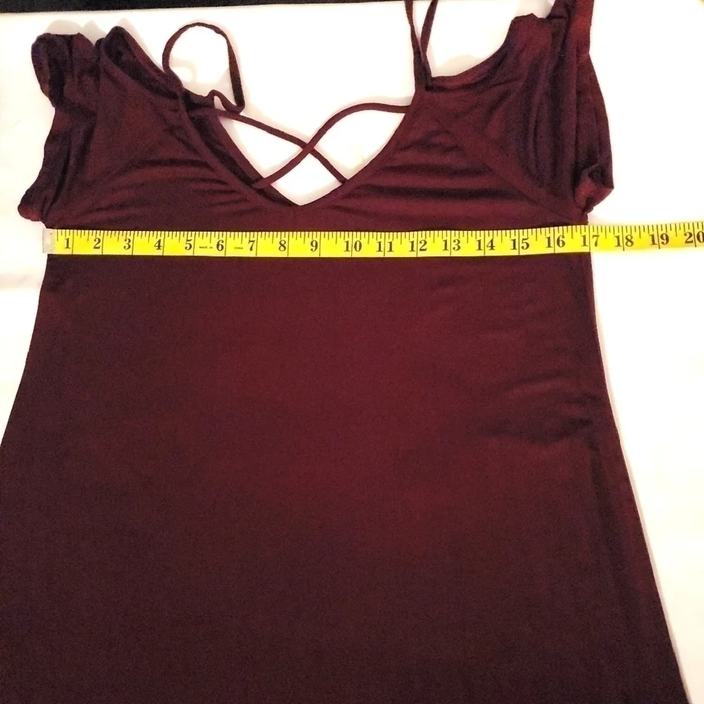 Lime N Chili dress strappy cold shoulder burgundy - Picture 5 of 5